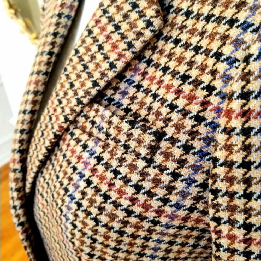 J.Crew Houndstooth Blazer Camel Wool Schoolboy Jacket Women’s 12 EUC - Picture 3 of 6
